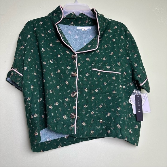 O'Neill Other - O'Neill Green Pink Floral Button Down Sleep Shirt NWT Women's Size Small